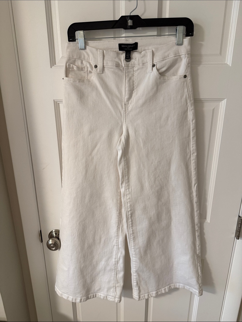 Banana Republic White Wide-Leg Cropped Jeans Size 2 petite
